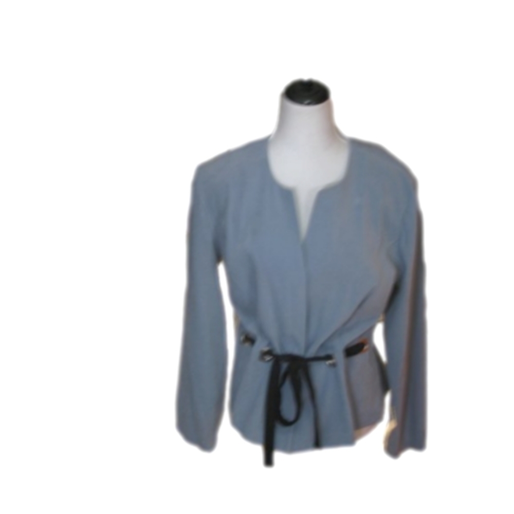 R&K Originals Slate Blue Tie Front Blouse Size 14